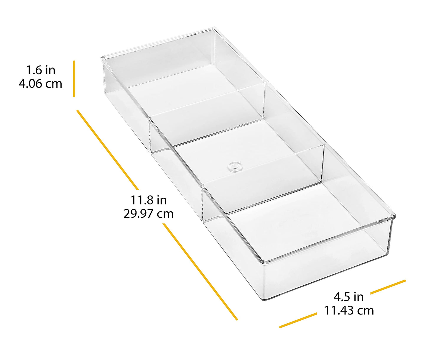 Whitmor 3 Section Small Easy Clean Clear Plastic Resin Drawer Organizer