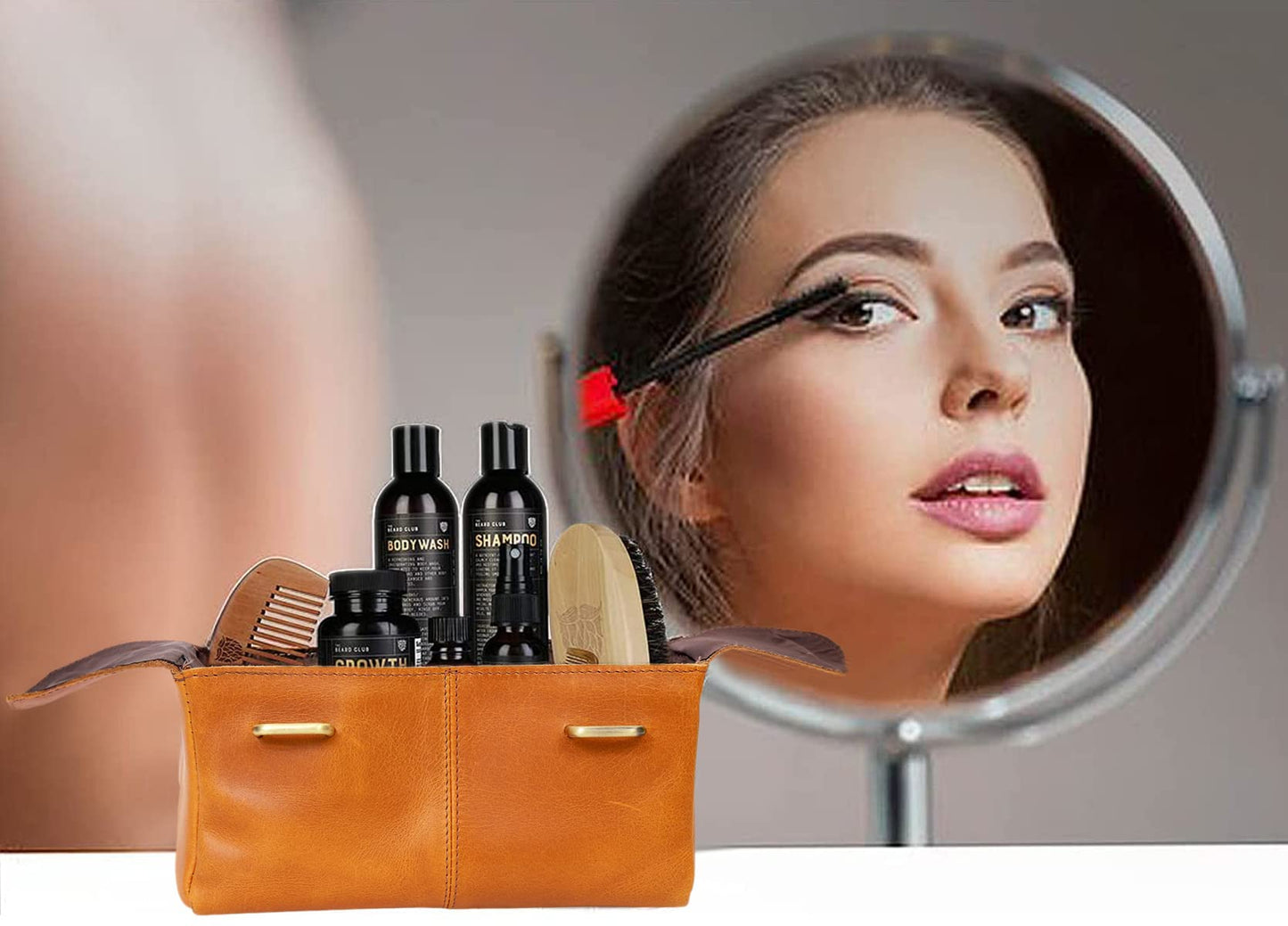 Leather Toiletry Bag | Dopp Kit | Makeup Bag | Travel Organizer for Men & Women