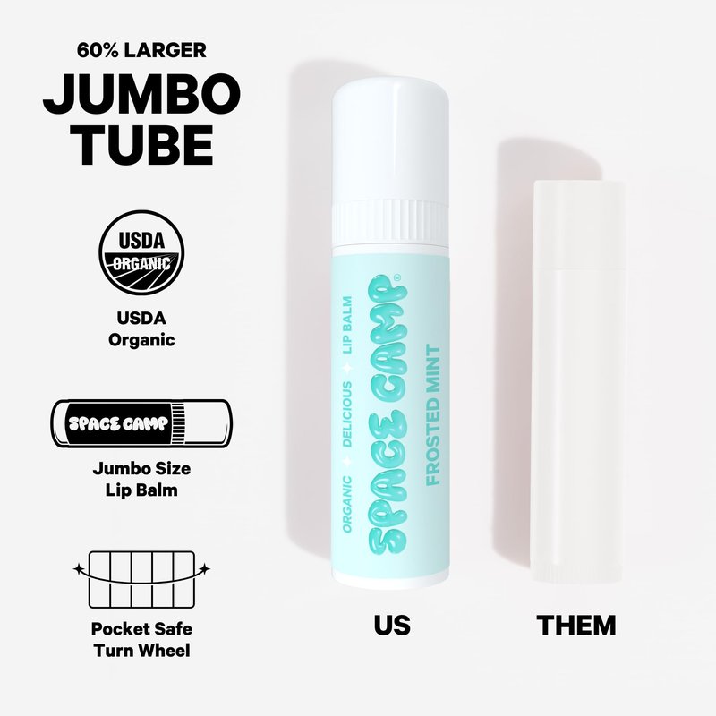Space Camp Wellness Jumbo Lip Balm (Originals 3 Pack (Wild Cherry, Juicy Watermelon, Frosted Mint))