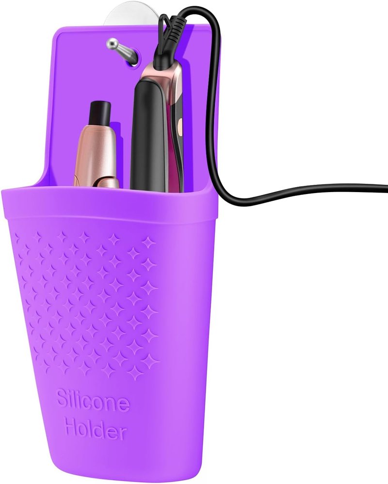 Heat Resistant Silicone Hair Iron Mat & Pouch - Portable Travel Holder for Styling Tools | Purple - 2 Pack