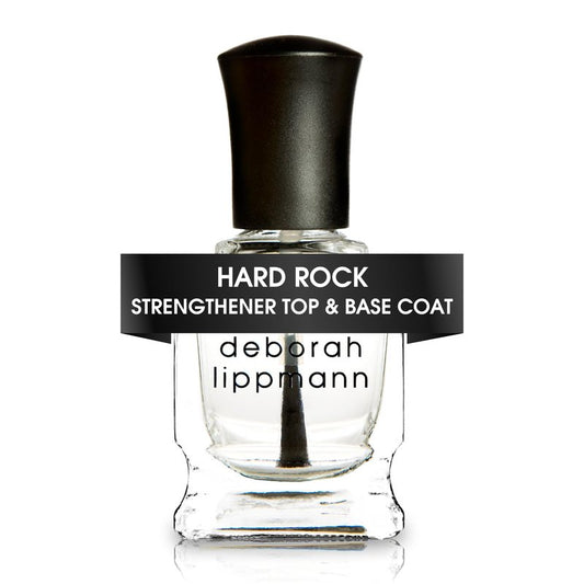 Deborah Lippmann Hard Rock Base and Top Coat | Promotes Healthy Growth for Soft Nails | Diamond Powder Strengthens and Protects Nail Polish | Clear, 50 Fl. Oz