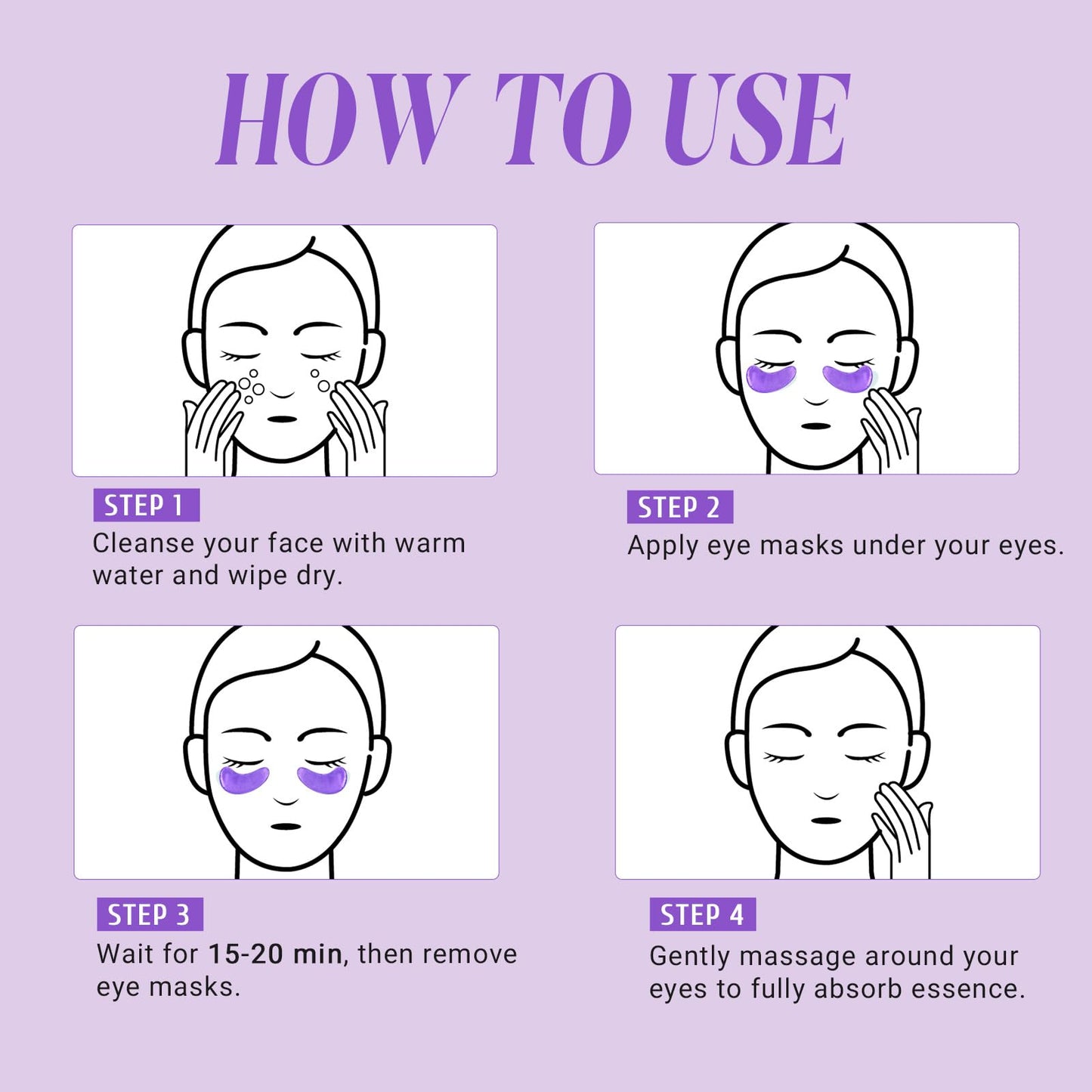 PEAUAMIE Under Eye Patches with Vitamin C and Witch Hazel Eye Mask for Dark Circles and Puffiness,Face Mask Skin Care Products 30 Pairs