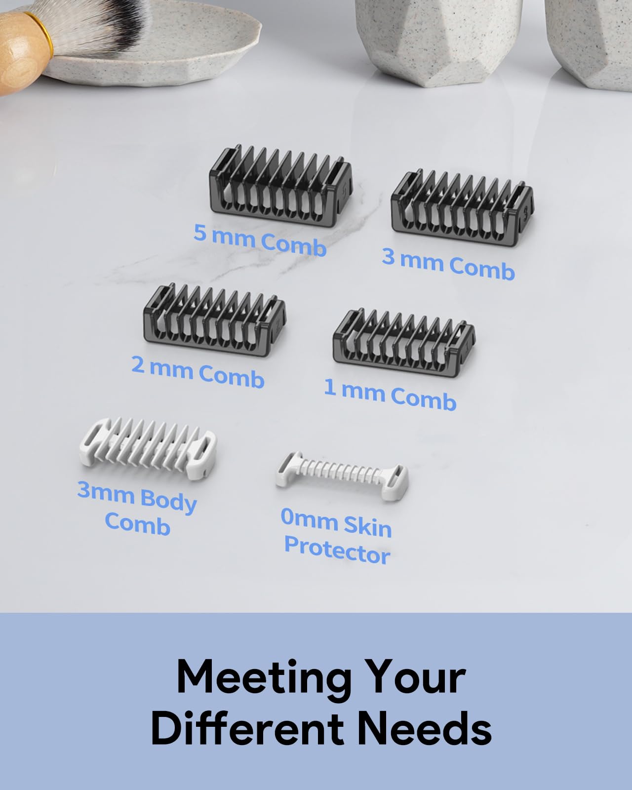 Guide Guards with Stand—1/2/3/5mm, Skin & Body Combs Replacement Fit for O Blade QP2724, QP2834, QP25XX, QP26XX, QP65XX, QP66XX Pro Series, Premium Guards with a Reliable Base (6PC+Stand)