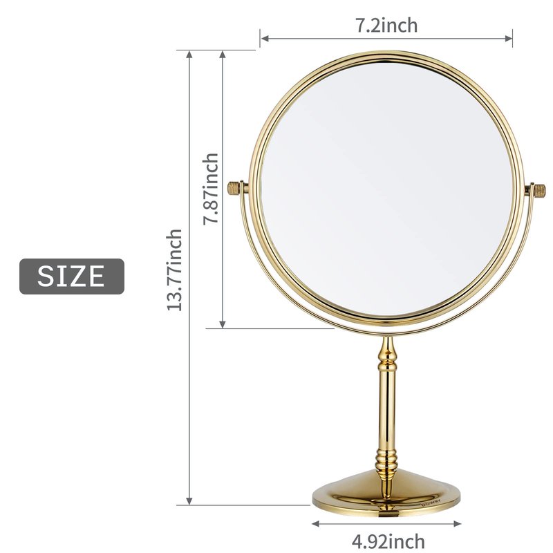 DOWRY Makeup Mirror 10x Magnification Vanity Mirror Tabletop Two-Sided Swivel Gifts for Women Wife Mom Teengirls Gold Finish(10X)