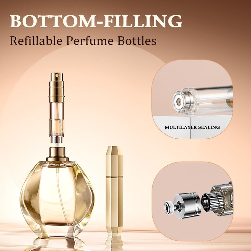 Travel Perfume Atomizer - Refillable Mini Cologne Dispenser | Portable Pocket Size Sprayer for Men & Women - 3pcs (Gold, Pink, Green)