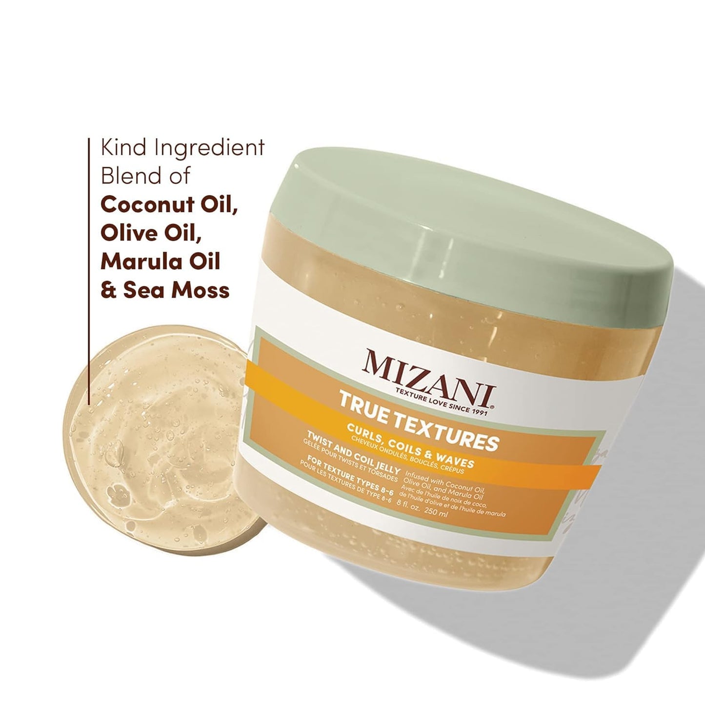 Mizani True Textures Twist and Coil Paraben & Silicone-Free Jelly - Provides Touchable Texture With Coconut Oil, For Curly Hair