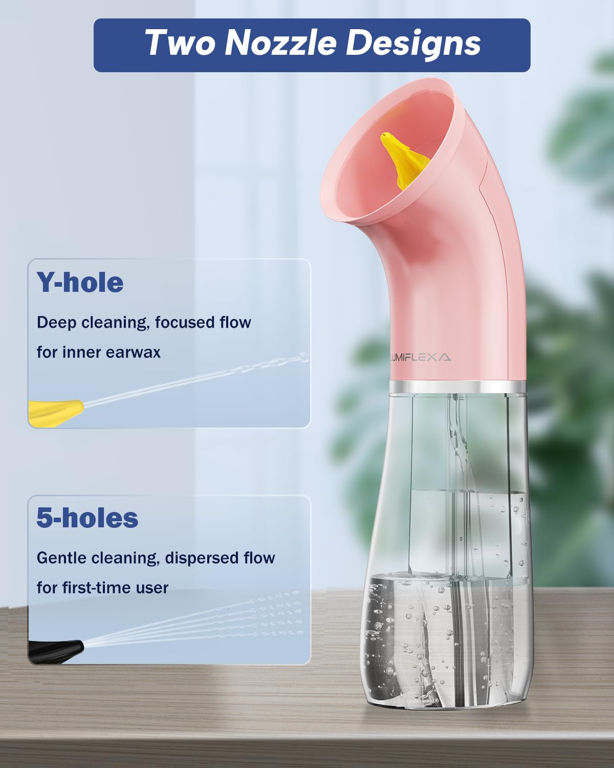 Upgraded Electric Ear Cleaner,Earwax Removal with 250ML Dual Water Tank Design,4 Water Pressures for Powerful Cleaning,8 Soft Earbuds,USB Charging,IPX7 for Safe and Effective Earwax Flushing