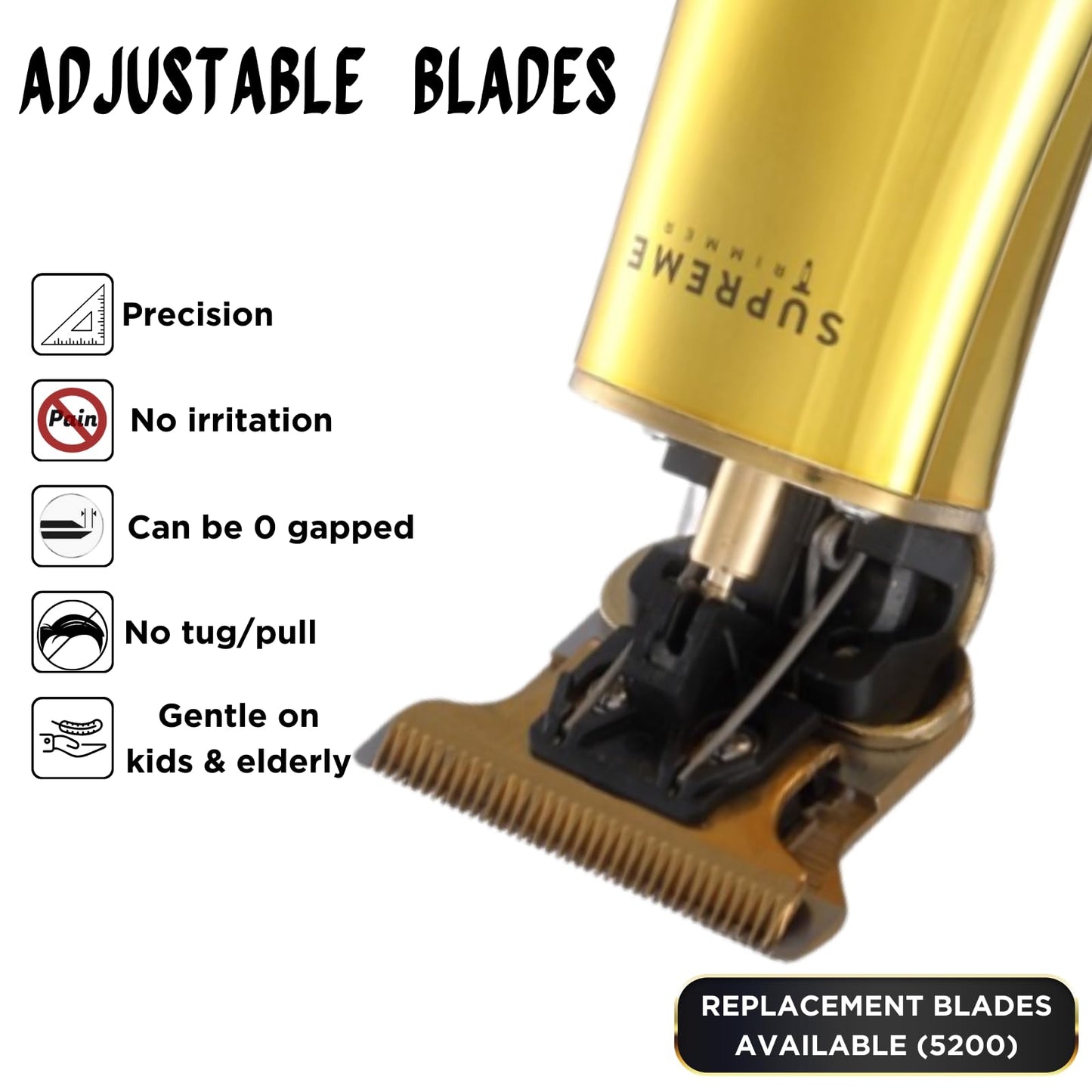 Supreme Trimmer Professional T Shaper | Cordless Hair & Beard Liner for Men | Low Noise, Precision Edger Clippers | Ideal for Sensitive Skin, Kids & Elderly | Barber & Home Use