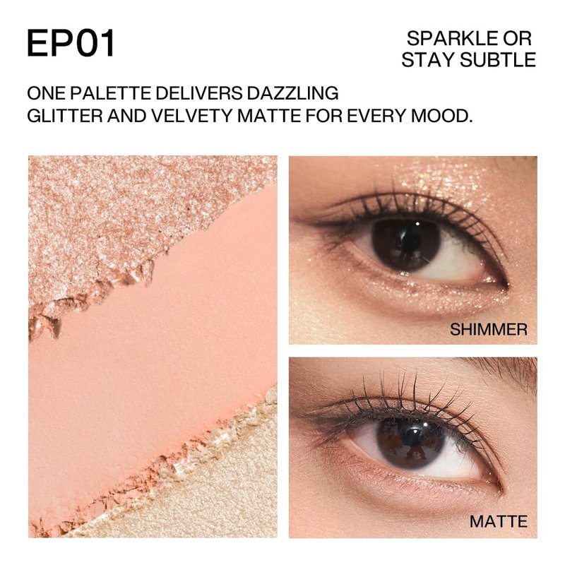 INTO YOU 9 Colors Eyeshadow Palette，Shimmer & Matte Shades Eye Shadow, Warm & Cool Pigments, Long Lasting，Smooth Formula，Metallic Nude Brown Rose Gold, Eye Make up，0.26 Oz