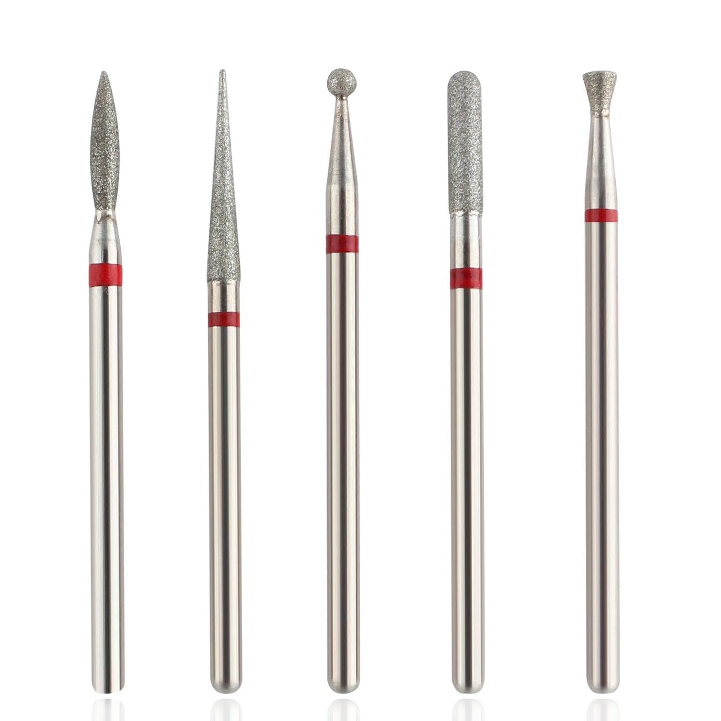 QUNZHAO 5Pcs Diamond Nail Drill Bits sets,3/32'' Professional Drill Machine Accessories Remove Nail Art Design Manicure (Pink 01set)
