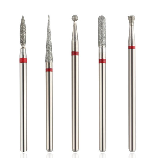 QUNZHAO 5Pcs Diamond Nail Drill Bits sets,3/32'' Professional Drill Machine Accessories Remove Nail Art Design Manicure (Pink 01set)