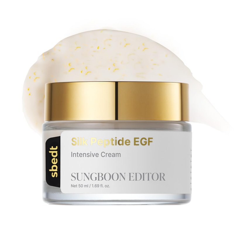 Silk Peptide EGF Cream - Copper Peptides & Volufiline for Fine Lines | Hydrating Face Moisturizer 1.69 fl oz
