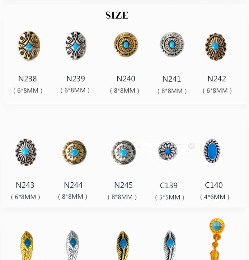 Turquoise Nail Charms - 50 PCS 3D Western Cowboy Nail Art Decorations | Mixed Shapes for Gel & Acrylic Nails (Blue)