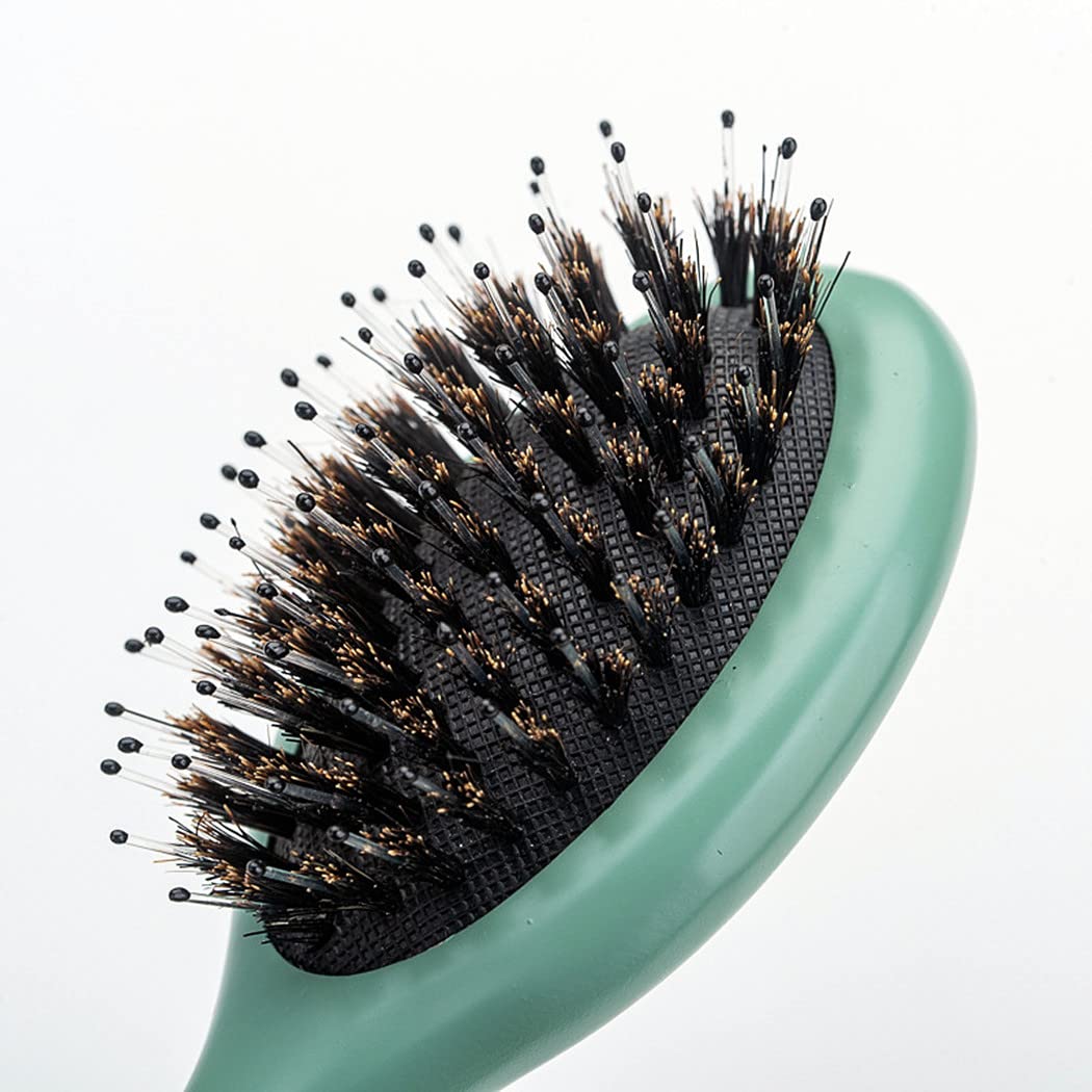 Boar Bristle Hair Brush, Olive Wood Air Cushion Massage Brush With Nylon Pin for Women Men Travel Hair Brush for Curly & Dry Hair Smoothing Detangling