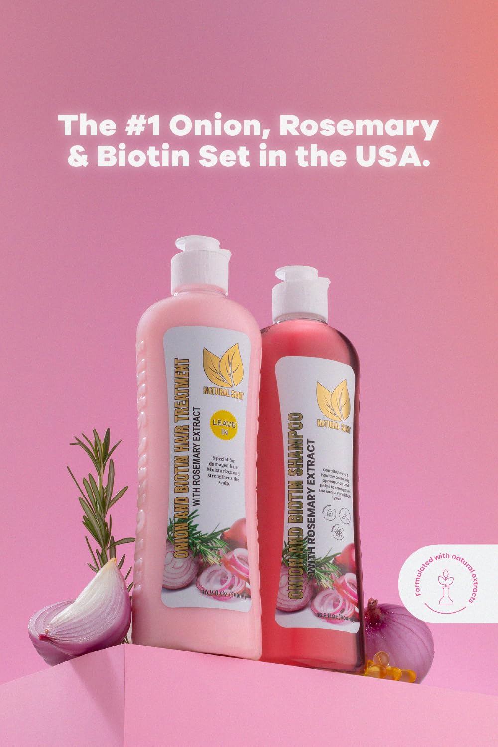 Onion Biotin & Rosemary Shampoo Set - Strengthen Thicker Hair | Paraben & Silicone Free, Soft Shine
