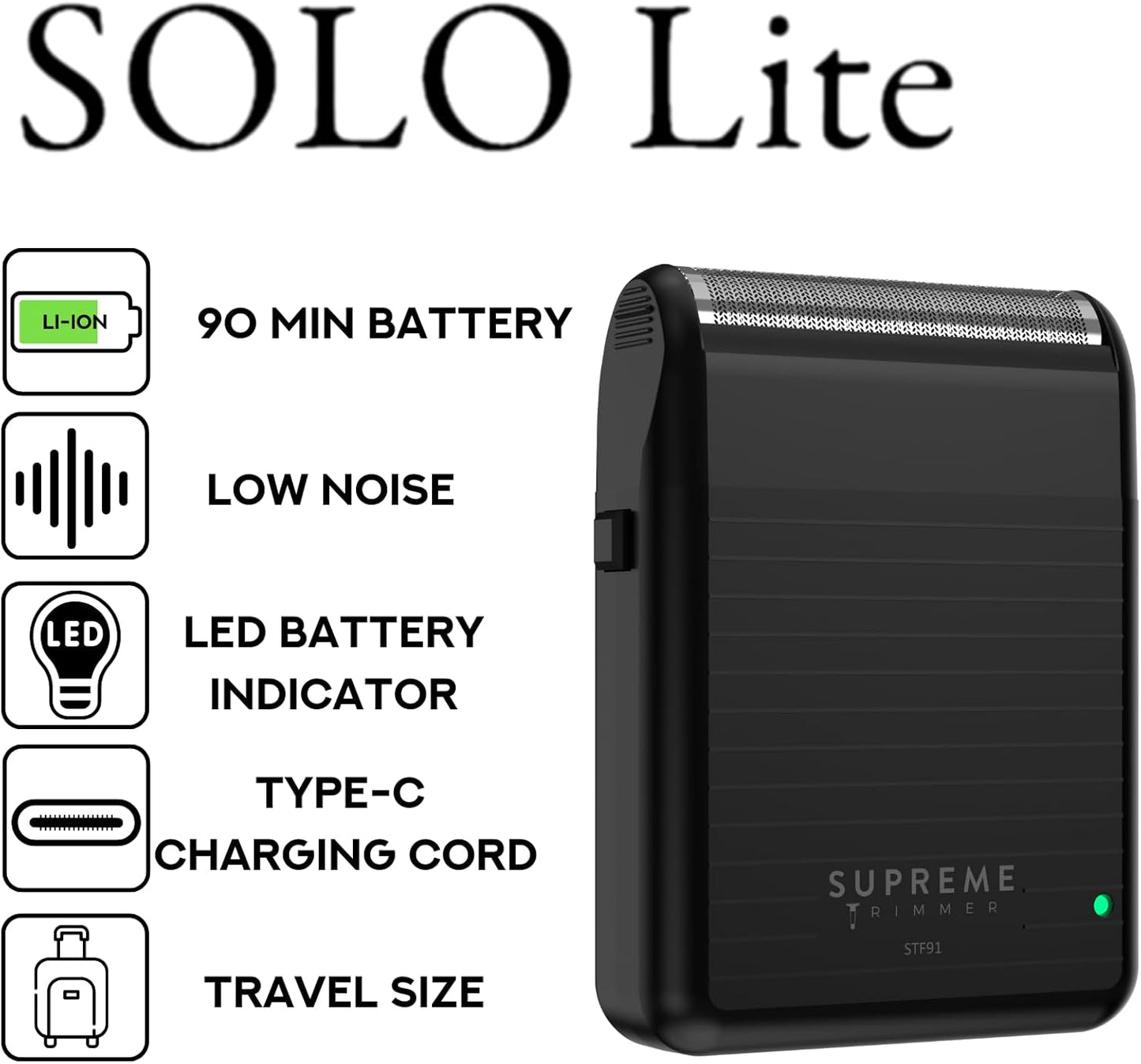 Supreme Trimmer Foil Shaver for Men - Rechargeable Electric Razor | 90 Min Runtime, Type-C USB Charging