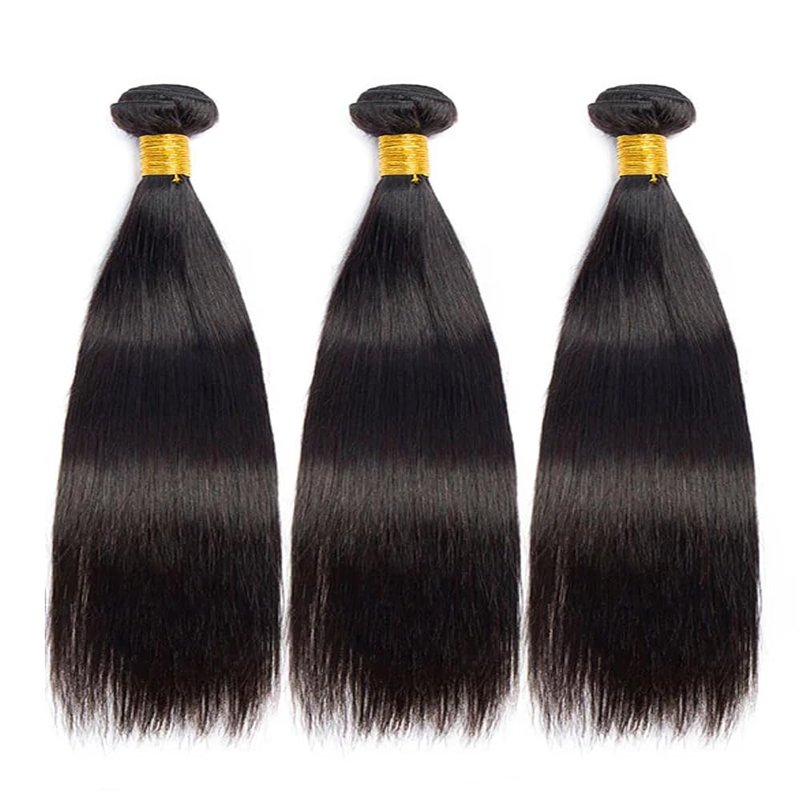 Straight Bundles Human Hair 34 34 34 Inch Natural Black Straight Human Hair Bundles Brazilian Virgin Remy Hair Extensions Soft And Healthy Double Weft Bundle Deals