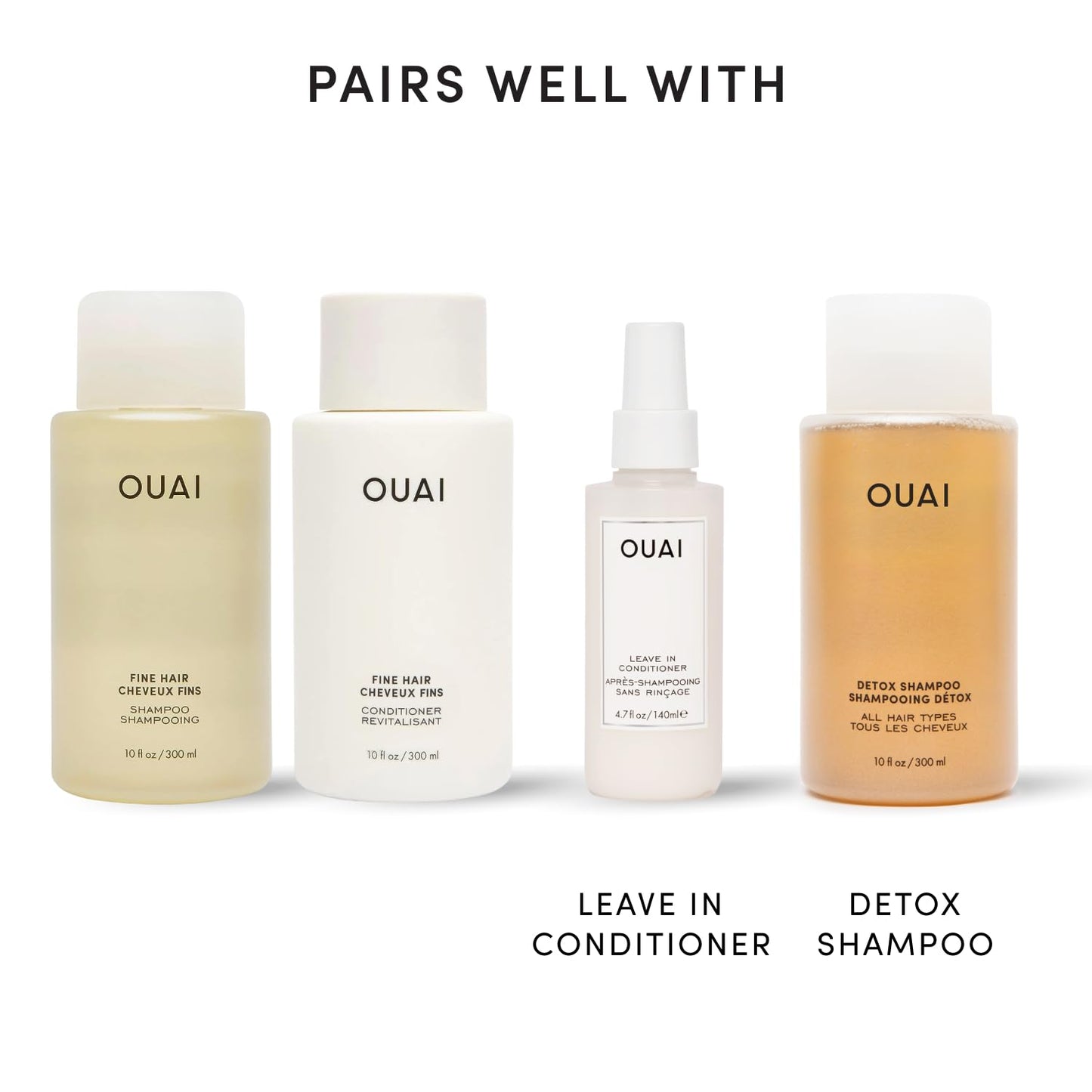 OUAI Fine Hair Shampoo & Conditioner Set, Travel Size - Volumizing Shampoo & Conditioner - With Strengthening Keratin, Biotin & Chia Seed Oil - Sulfate, Paraben & Phthalate Free (3 Oz)