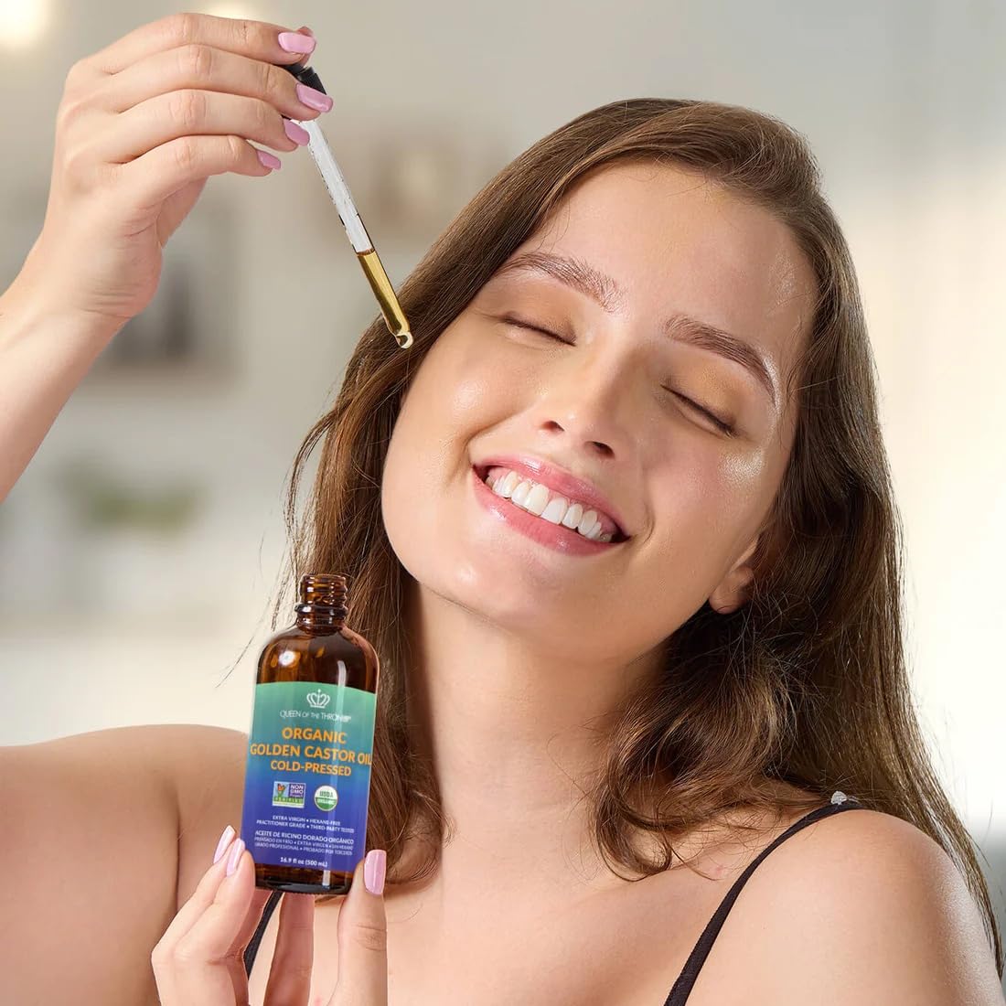 Organic Golden Castor Oil - 100% Pure & Hexane-Free for Hair, Skin, Nails | 16.9oz (500ml)
