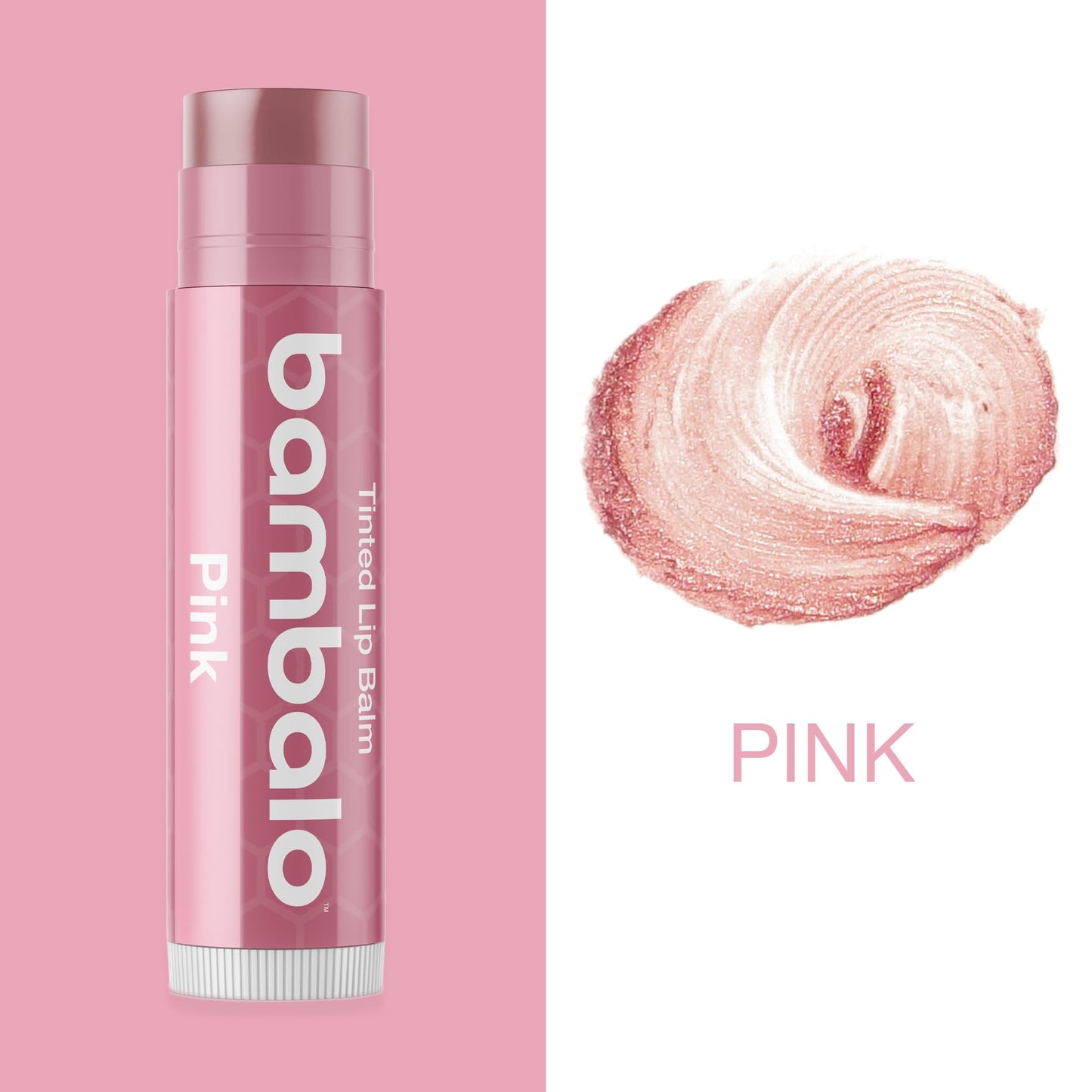 Tinted Lip Balm Pink - Bambalo 4-Pack Hydrating Moisturizing Care - Soft Rosy Tint - Natural Organic Formula - Everyday Wear, Smooth Color - Made in USA