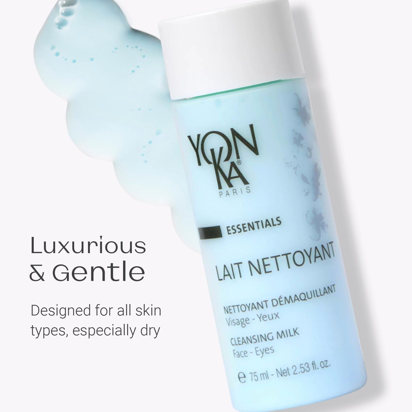 Yon-Ka Lait Nettoyant | Gentle Milk Cleanser & Makeup Remover with Plant-Based Ingredients | Moisturizes and Balances Skin pH | All Skin Types and Paraben Free | Travel Size 2.53 fl oz
