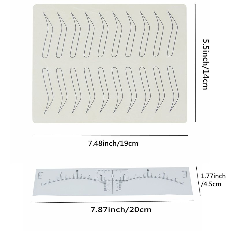Tattoo Practice Skin Kit,6 Pieces Eyebrow Latex Microblading Practice Fake Skin Sheet with 4pcs Eyebrow Ruler,No Ink Needed Double Sided for Tattoo Supplies