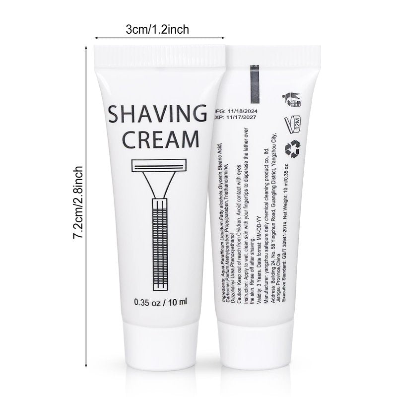SLequipo Pack of 100 Disposable Shaving Cream Bulk, Individually Wrapped, 10g/0.35 oz, Travel Size Hotel Toiletries Amenities
