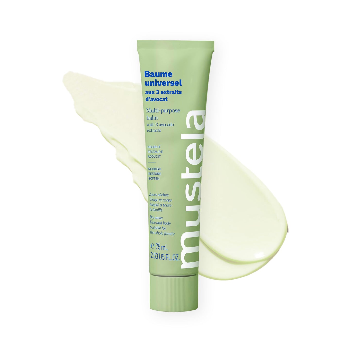 Mustela Multi-purpose Balm with 3 Avocado Extracts - Natural Cream Moisturizer for Face, Lip, Hand, Body & Dry Areas - For Baby, Kid & Adult - EWG Verified, Fragrance-Free & Vegan - 2.53 fl. oz.