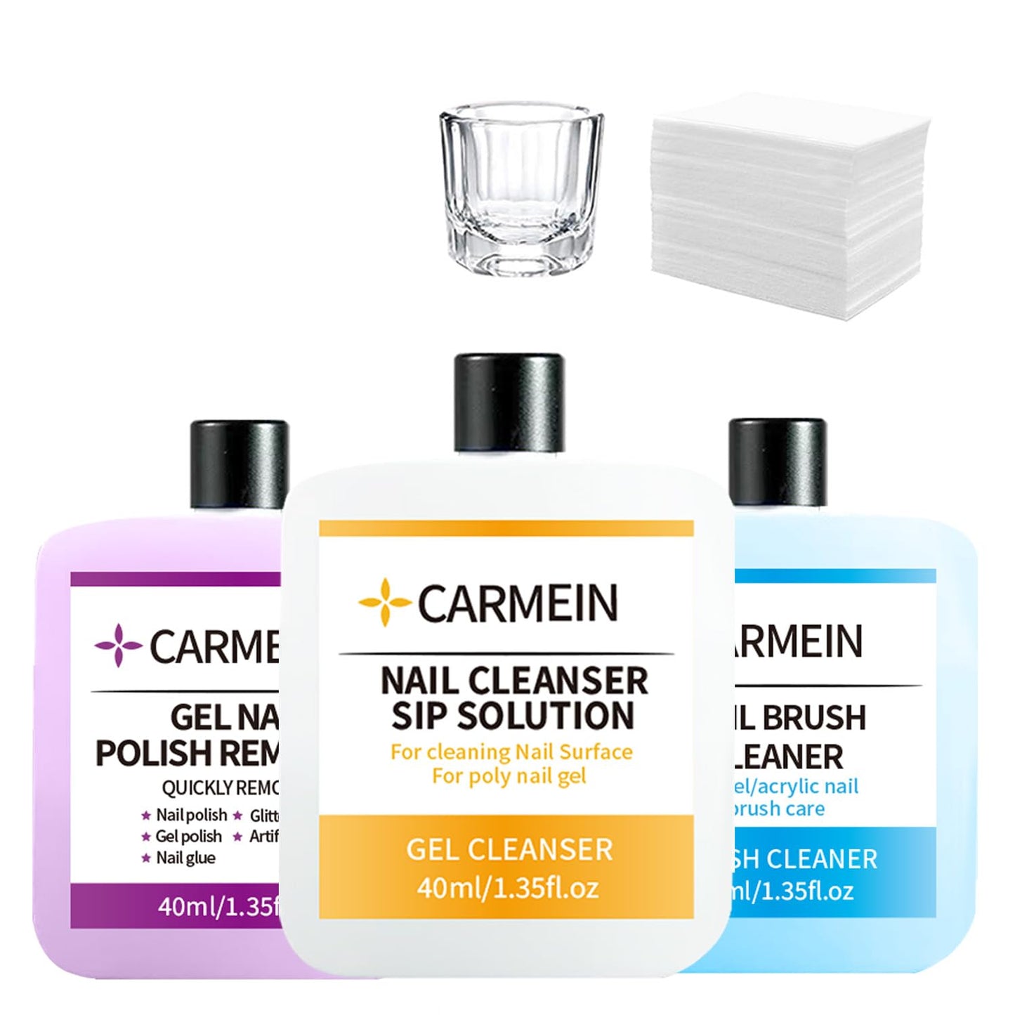 CARMEIN Nail Cleaner & Brush Cleaner & Gel Nail Polish Remover, 40ml/1.35fl.oz Must-Have Nail Care Trio