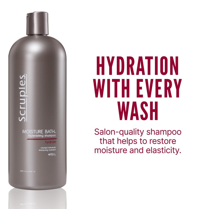 Scruples Moisture Bath Hair Shampoo for Men & Women - Moisturizing Shampoo for Dry, Brittle & Coarse Hair - Helps Restore Shine & Elasticity (33.8 Fl oz)