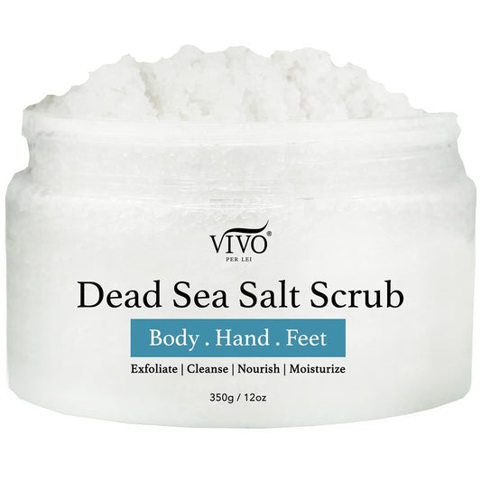 Vivo Per Lei Body Scrub - Exfoliating Body Scrub with Dead Sea Minerals - Dead Sea Salt Scrub for Hands & Legs - Body Exfoliant for a Supple Beach Body - 350 g/ 12.34 oz