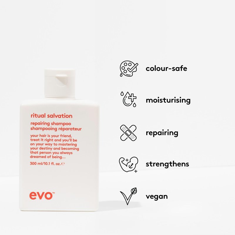 EVO Ritual Salvation Repairing Shampoo for Color-Treated Hair - Protein-Rich Formula to Repair, Strengthen & Moisturize - 10.1 fl oz
