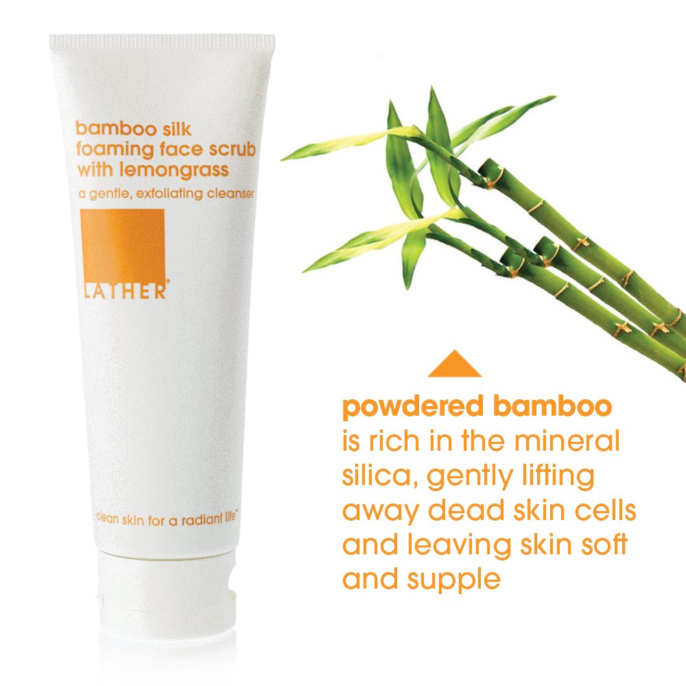 LATHER Bamboo Silk Foaming Cleanser - Foaming Face Wash for Oily & Acne Prone Skin - Gentle Exfoliating Face Scrub - 4 Fl Oz