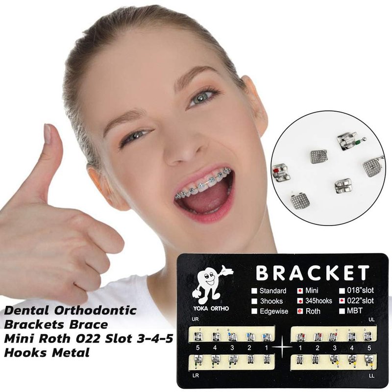 200Pcs Tooth Brace Teeth Model Mini Roth Brackets Roth 022 Slot Bondable with Hook on 347 (200pcs-Black)