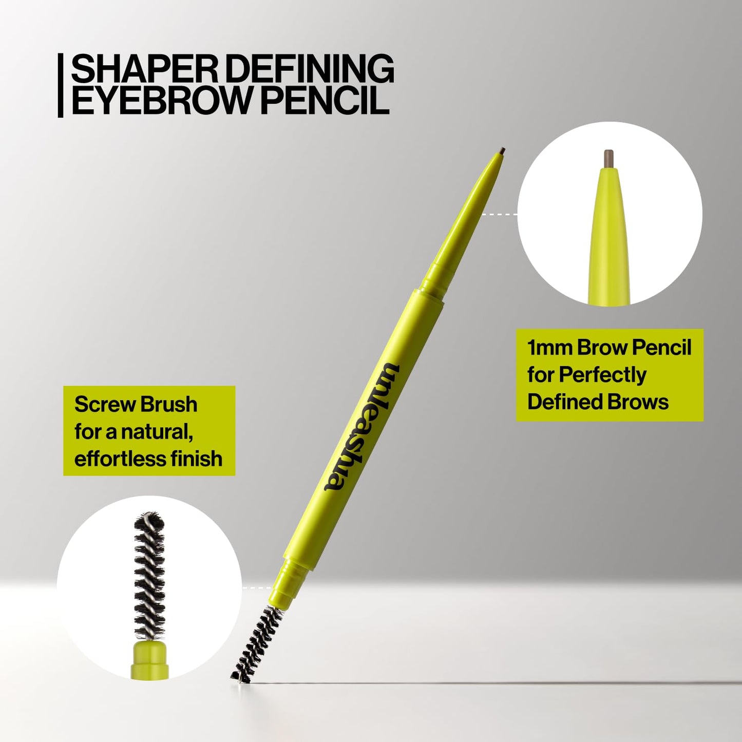 Unleashia Shaper Defining Eyebrow Fixer & Pencil No1. Oatmeal Brown - Super Slim 1mm Eyebrow Pencil