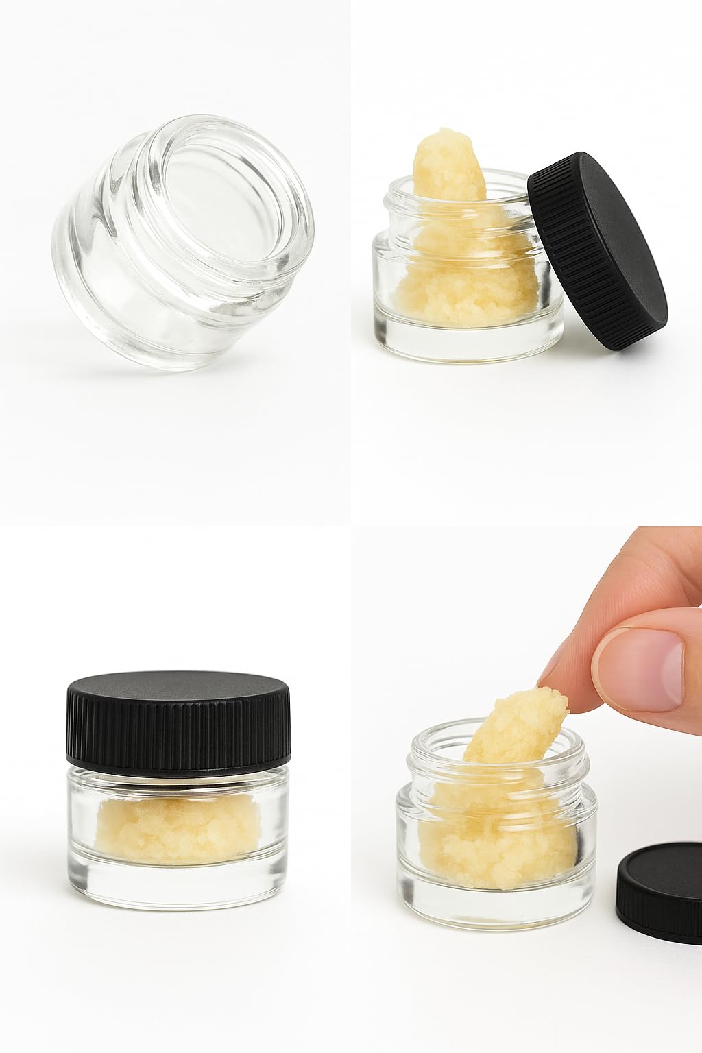 100 Pack 5ml Jar Screw Lid Black - Small Glass Cosmetic Packaging Container for Cream, Wax, and Balms