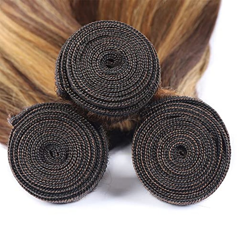 P4/27 Highlight Blonde Bundles Human Hair Straight Bundles 22 Inch Brown Straight Bundle Human Hair Extensions Unproceesed Virgin Hair 100 Gram Per Bundle 1 Bundle