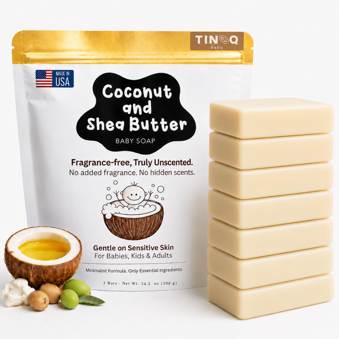 Fragrance-Free Baby Bar Soap - Unscented Natural Soap for Sensitive Skin | Organic, Gentle Formula | 7 Bars (3.5 oz Each)
