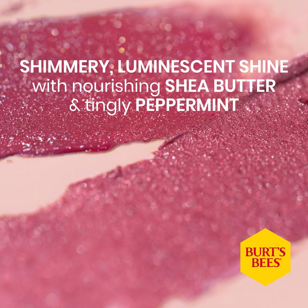 Burt's Bees Lip Shimmer - 100% Natural Moisturizing Lip Color in Plum | 1 Tube