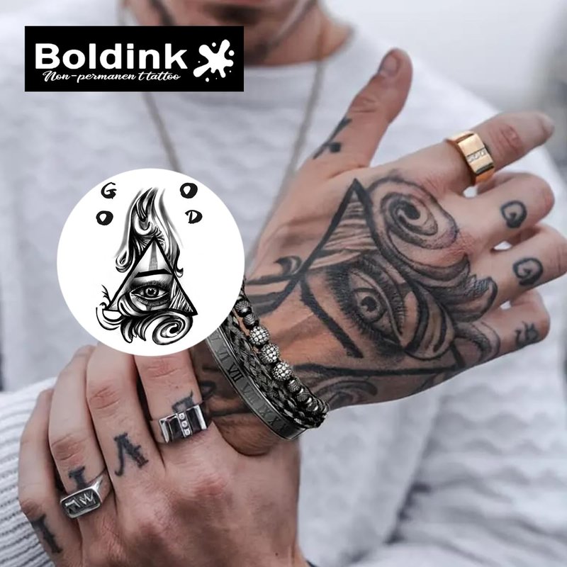 Boldink Temporary Tattoos, semi permanent tattoos, 15-day long lasting tattoo sticker, waterproof and anti-reflective, unique design(Eye Of Providence)