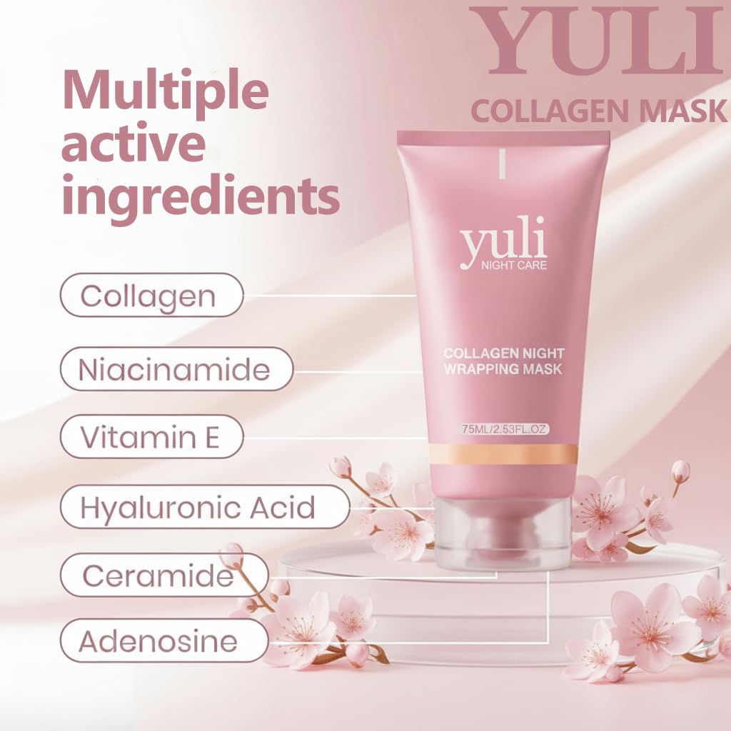 YULI collagen night wrapping mask,YURI collagen night wrapping mask,Easy Peel Off Facial Mask Skin Care night mask,Hydrating Face Mask is the Ideal Gifts for Women and Teen Girls!2.54 fl.oz (1 pcs)