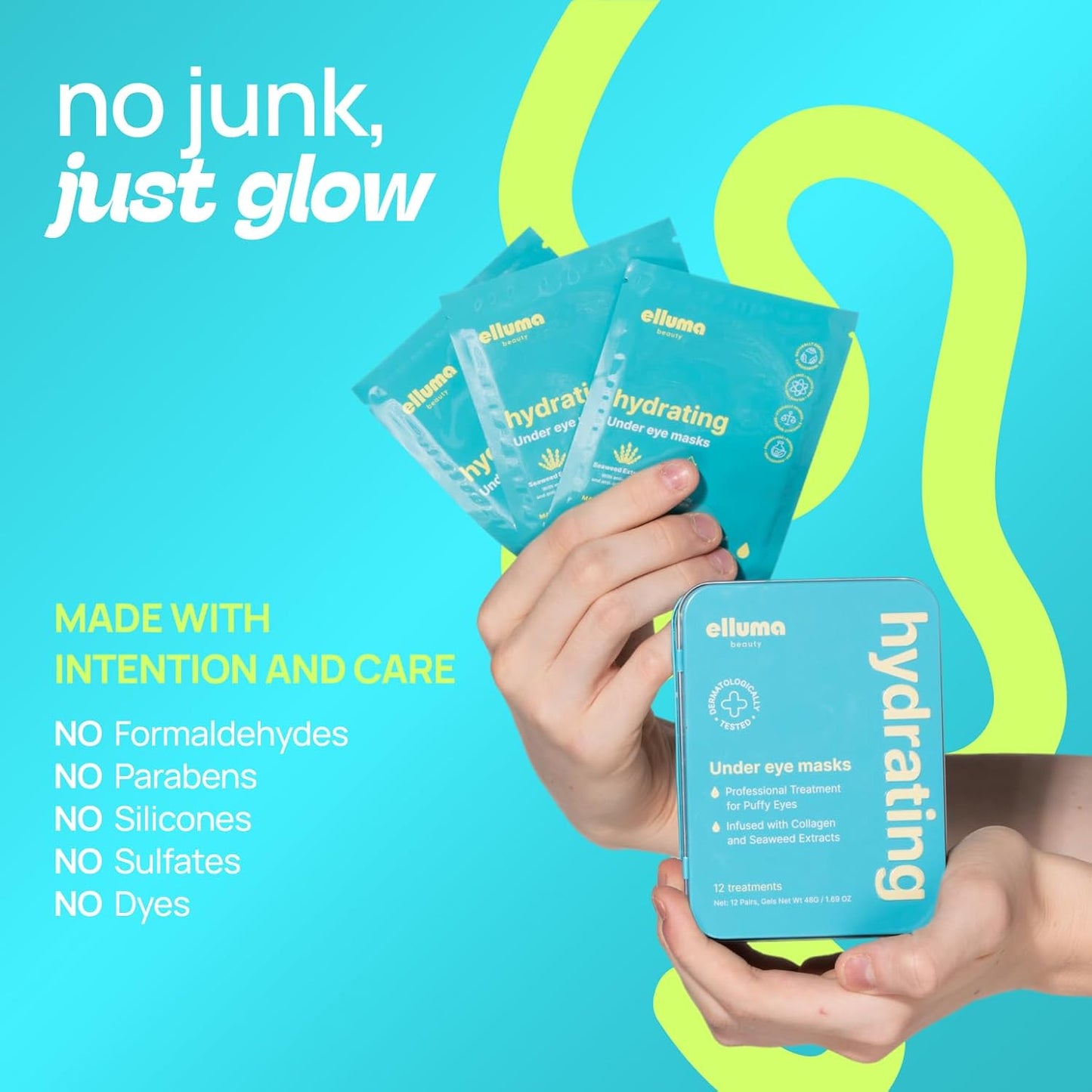 Hydrogel Under Eye Patches - 12 Pairs for Puffy Eyes, Dark Circles & Wrinkles | Hydrating with Seaweed Extracts