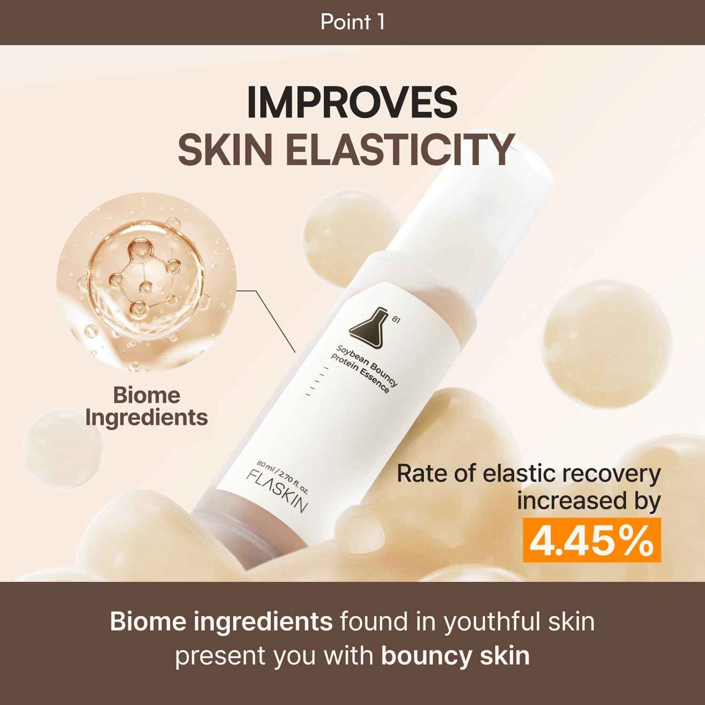 FLASKIN Skin Barrier Essence | Soybean Bouncy Protein Essence | Moisturizing, Strengthens Skin Barrier, Enhances Elasticity | Soybean Protein | Moisturizer for Flaky Skin | Korean Skincare | 80ml