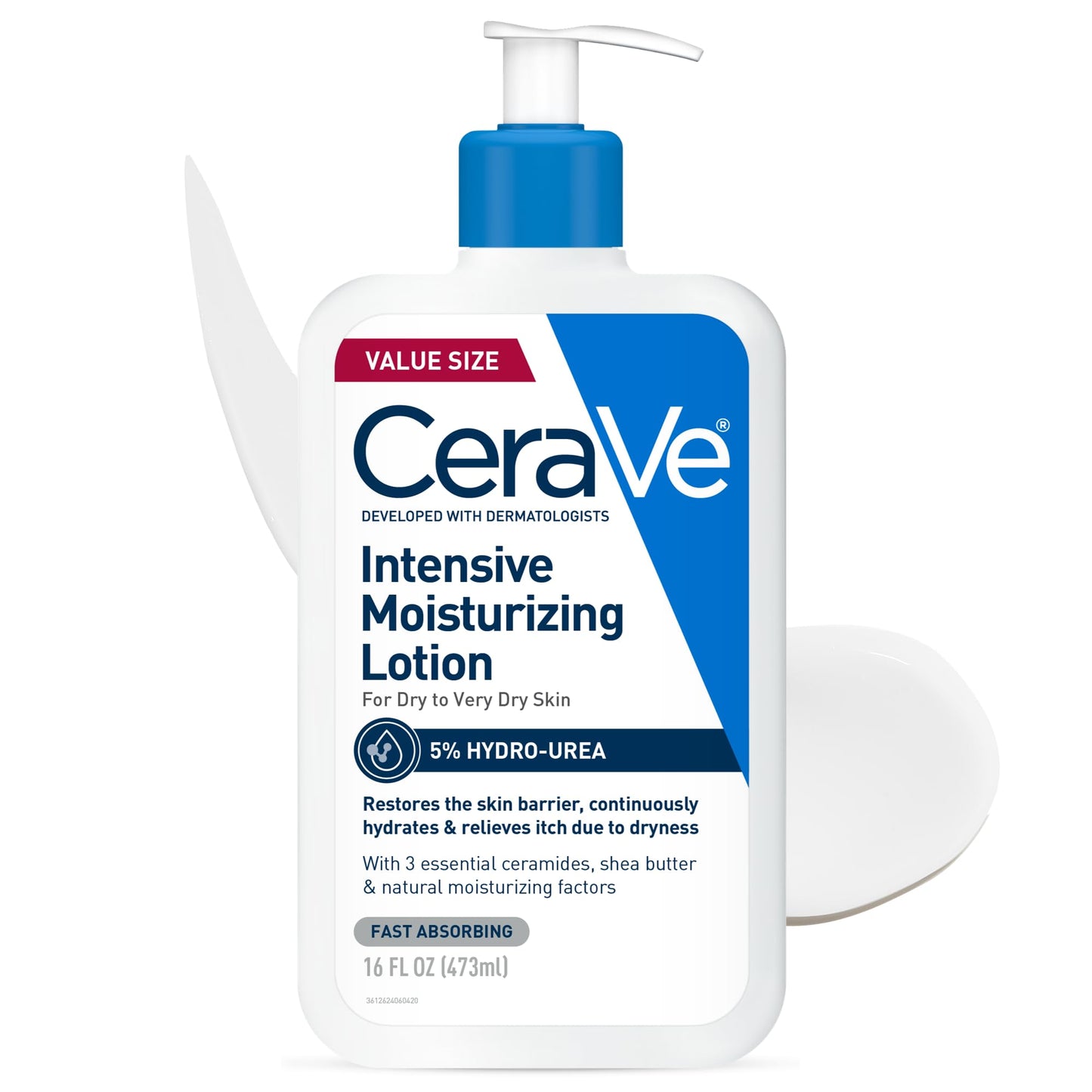 CeraVe Intensive Moisturizing Lotion, Hydro-Urea + Shea Butter, Body Lotion For Dry Skin, Relieves Signs Of Extra Dry Skin, Non Greasy Hydrating Cream For Rough, Tight, Red & Itchy Skin, 16oz