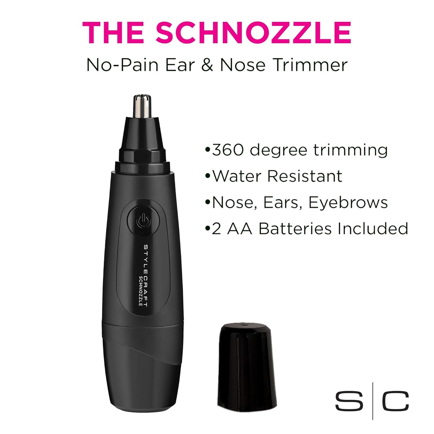 Schnozzle Ear and Nose Hair Trimmer - Mini Fade Brush Holiday Gift Bundle
