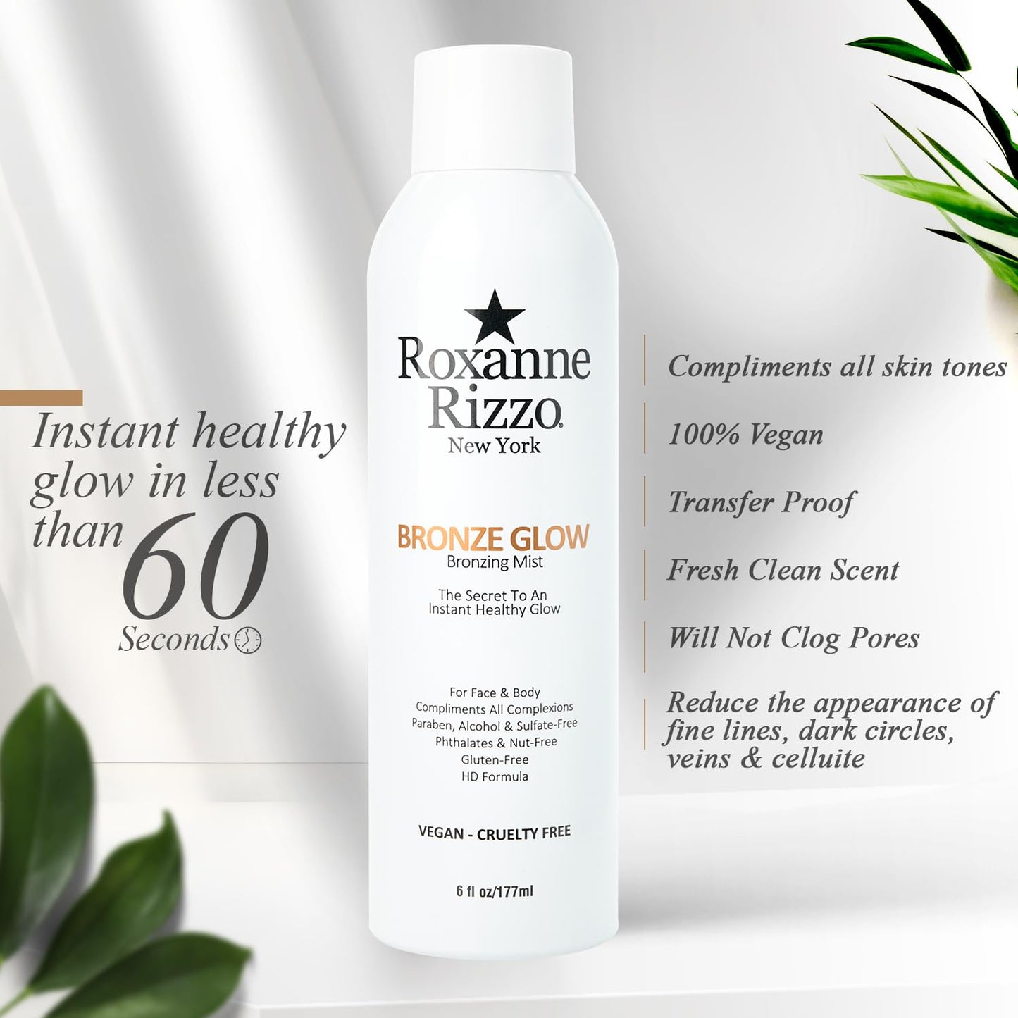 Bronze Glow Duo By Roxanne Rizzo - Celebrity Choice Bronzer - Refreshing Hydrating Mist - Face & Body - Blends with All Skin Tones - TSA Approved Travel Size (100ml) - Includes 177ml & 100ml Bottles