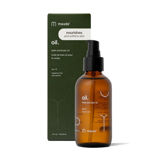 Maude Oil No. 0 - Hydrating Organic Massage + Body Oil - Skin Moisturizer with Jojoba, Coconut + Castor Oil - Rich in Vitamin B + Vitamin E - Relaxing Self Care Gifts (4 fl oz)