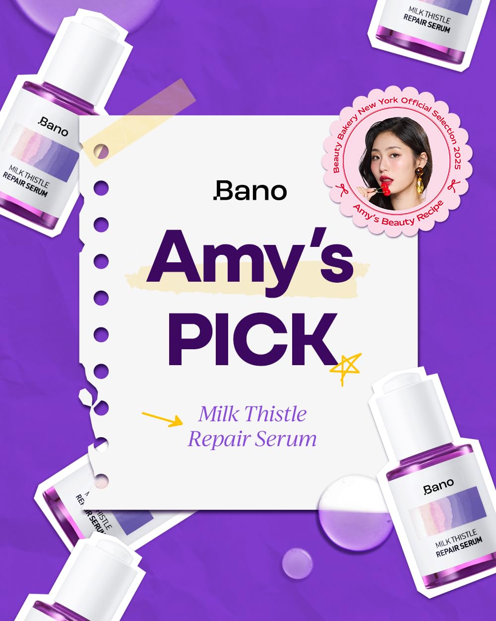 BANOBAGI Milk Thistle Repair Serum | Korean Skin Care Face Moisturizer Hydrating Serum for Face | Korean Moisturizer Skin Firming Face Serum for Glowing Skin w/ 70% Burdock Root Extracts (1.01 oz)