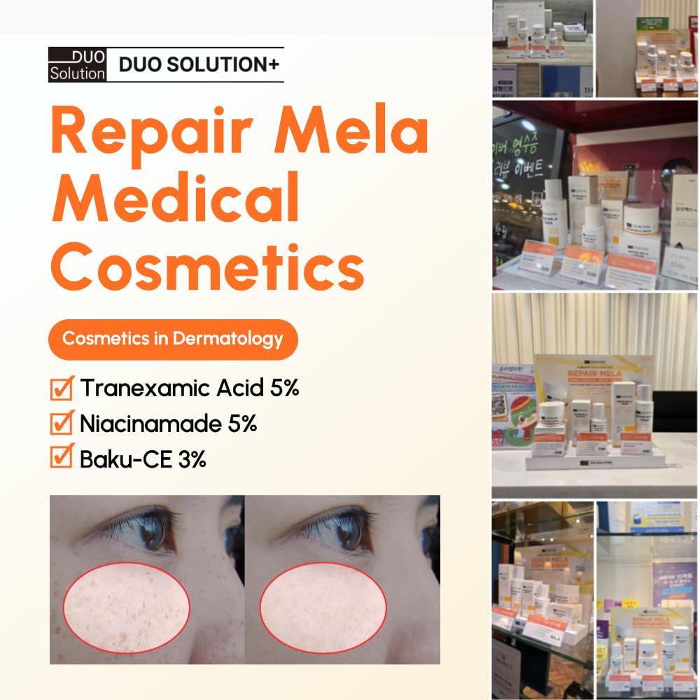 Duo Solution Tranexamic Acid 5% + Niacinamade 5% + Baku-CE 3% Cream, Repair Mela Cream - Tranexamic acid 50,000ppm, Niacinamade 50,000ppm, bakuchiol 30,000ppm, PDRN, Peptides, Hyaluronic