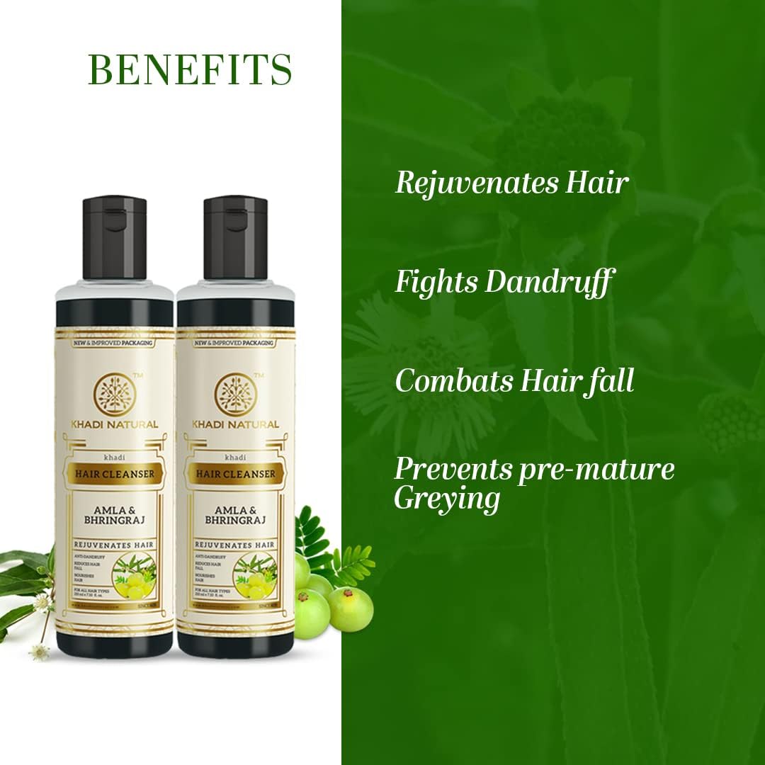 Amla Bhringraj Herbal Shampoo - Natural Hair Care | 210ml (Pack of 2)